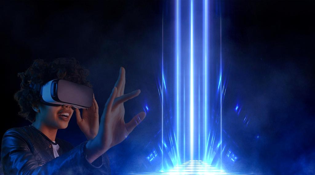 Immagine futuristica di un’esperienza immersiva in realtà virtuale